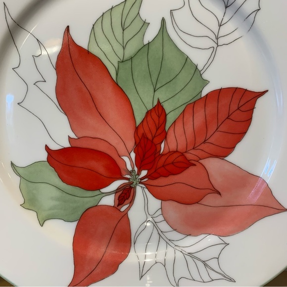 Block Spal Set of 2 Watercolors Poinsettia Salad/Dessert Plates - Picture 2 of 5